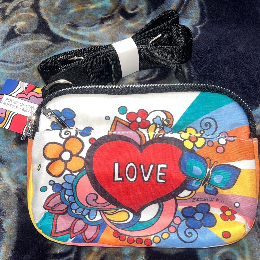 Brighton POWER OF LOVE colorful abstract crossbody belt bag new w tags